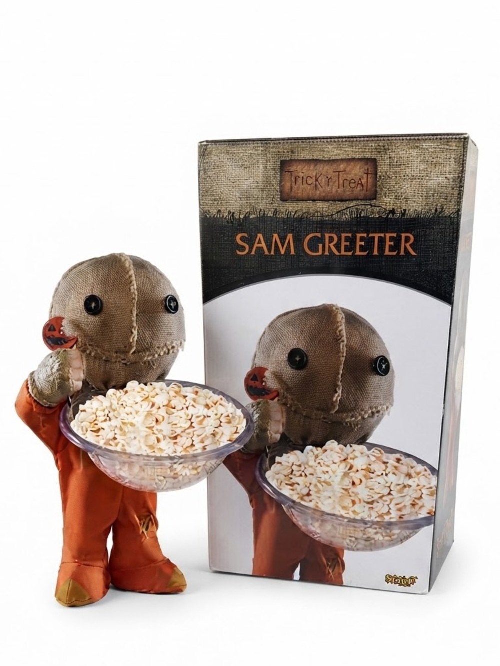 20”Trick 'R Treat Sam Greeter Spirit Halloween Horror Decor Figure w/ Candy Bowl